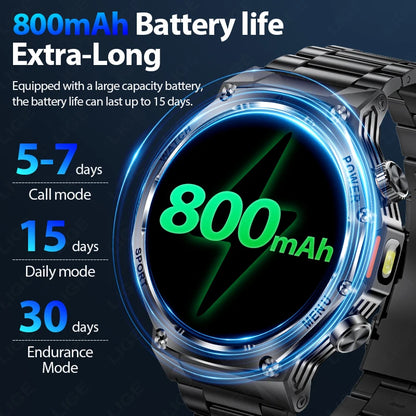 LIGE Smartwatch Herren 2025 – Militär Outdoor, 1,8" HD AMOLED, 800 mAh Batterie, Herzfrequenz & Bluetooth-Anruf, Sport-Smartwatch für Android & iOS