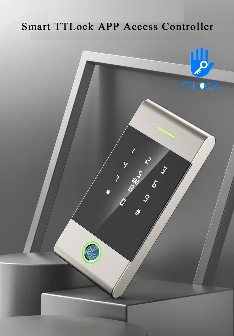 TTLock Fingerprint Access Control – Metal Housing, Rainproof, App & PIN, 13.56 MHz IC Card Reader