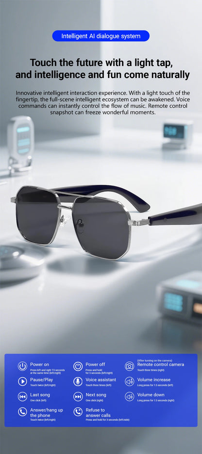 LIGE BWGY300 Smart Glasses 2025 – Women's Bluetooth Sunglasses, AI Translation, UV400, Music &amp; Calls