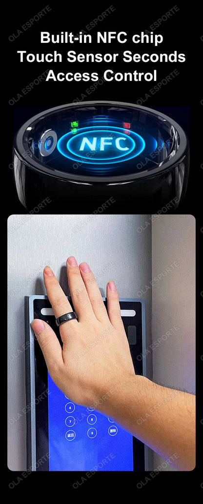 XMSJ NFC Smart Ring 2025 – Keramik, LED, 5ATM Wasserdicht, Gesundheits- & Fitness-Tracking, Gestensteuerung, Multisport