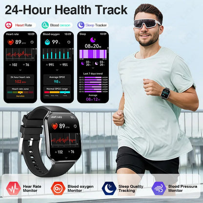 LIGE Smartwatch 2025 – 1,96" AMOLED HD, Bluetooth-Anruf, Fitness & Gesundheit für Herren & Damen | Taggytech