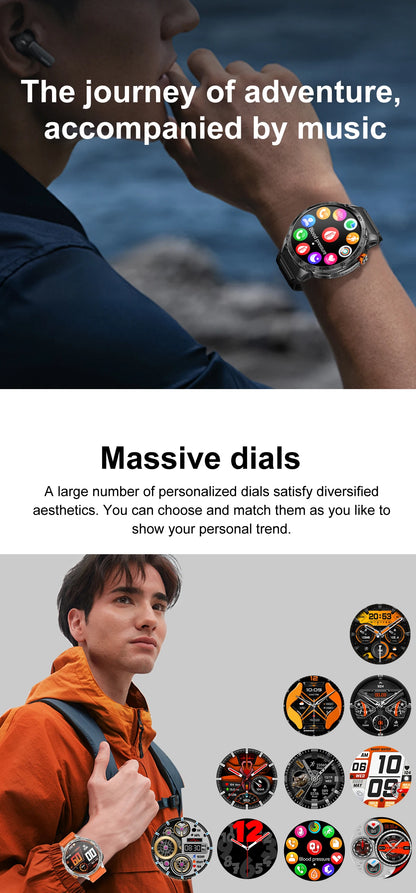 LIGE 2025 Militär Outdoor Smartwatch Herren – 1,75" AMOLED HD, 730 mAh Akku, Taschenlampe, 3ATM Wasserdicht | Taggytech