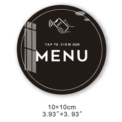 NFC Menu Plate – Acrylic Plate, Ntag213 Chip, Waterproof, 100 mm