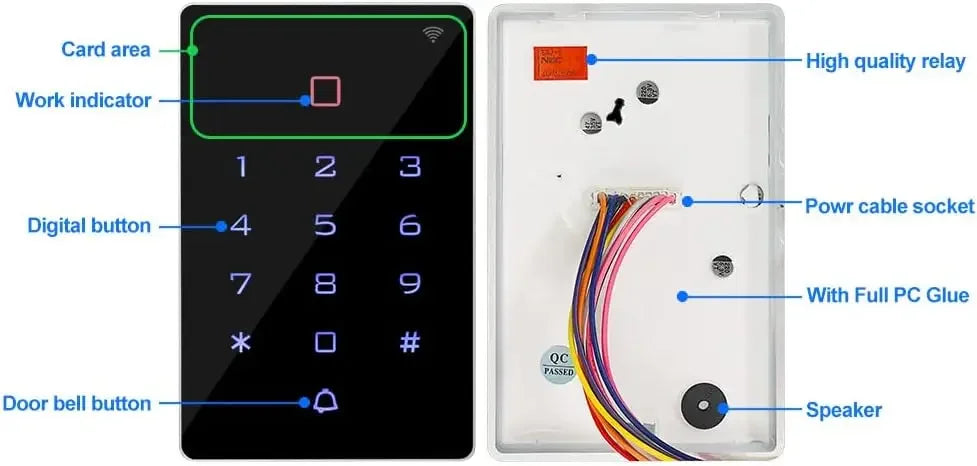Tuya WiFi Access Control – IP68 Waterproof RFID Keypad, 2000 Users, Touch Panel, App Control | Taggytech