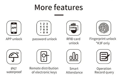 TTLock H3/H3F Fingerprint Door Access Control System – Bluetooth, NFC, RFID, Password & App Control | IP66 Waterproof