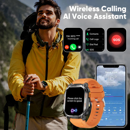 LIGE 2025 Smartwatch Men – 2.01" HD AMOLED, GPS, IP68 Waterproof, Outdoor Sports, LED Flashlight, Bluetooth Calls