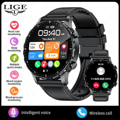 LIGE Smartwatch for Men – Bluetooth Call, Fitness &amp; Sports Tracker, IP68 Waterproof