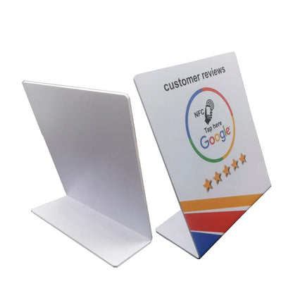 Google NFC Tischaufsteller mit Bewertungshinweis – Kundenfeedback leicht gemacht