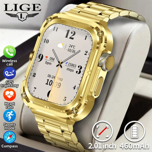 LIGE Outdoor Smartwatch for Men – GPS, Compass, NFC, 2.1" AMOLED, 460 mAh Battery