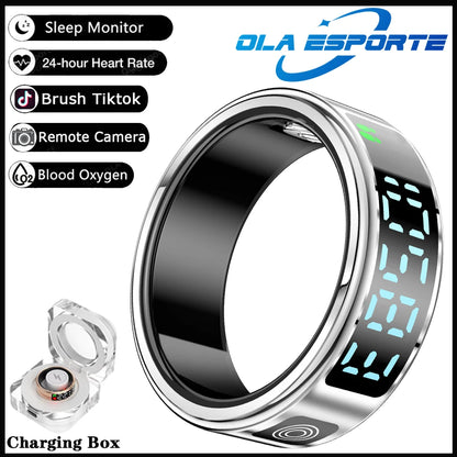 Smart Ring 2025 – LED display, heart rate &amp; fitness tracking, IP68 waterproof