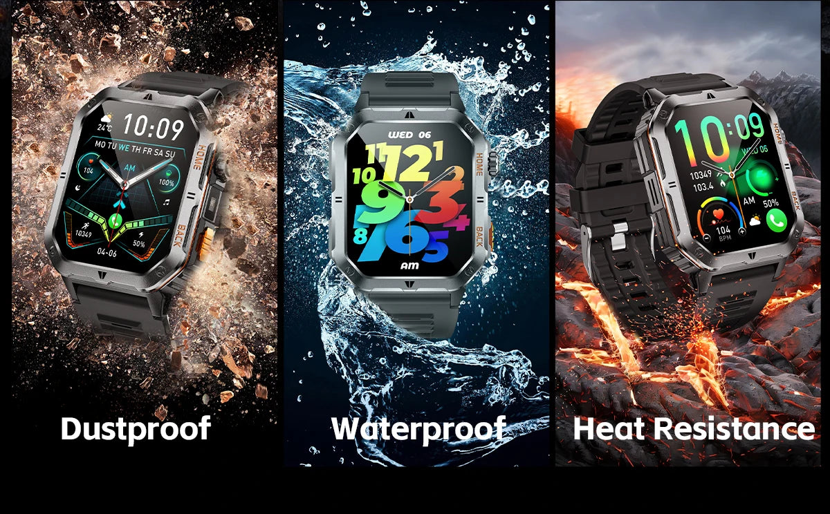 LIGE 2025 Outdoor Smartwatch Herren – 2,01" HD Display, 1000mAh Akku, 3ATM Wasserdicht, Sport & Fitness | Taggytech