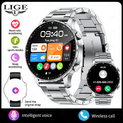 LIGE Smartwatch for Men – Bluetooth Call, Fitness &amp; Sports Tracker, IP68 Waterproof