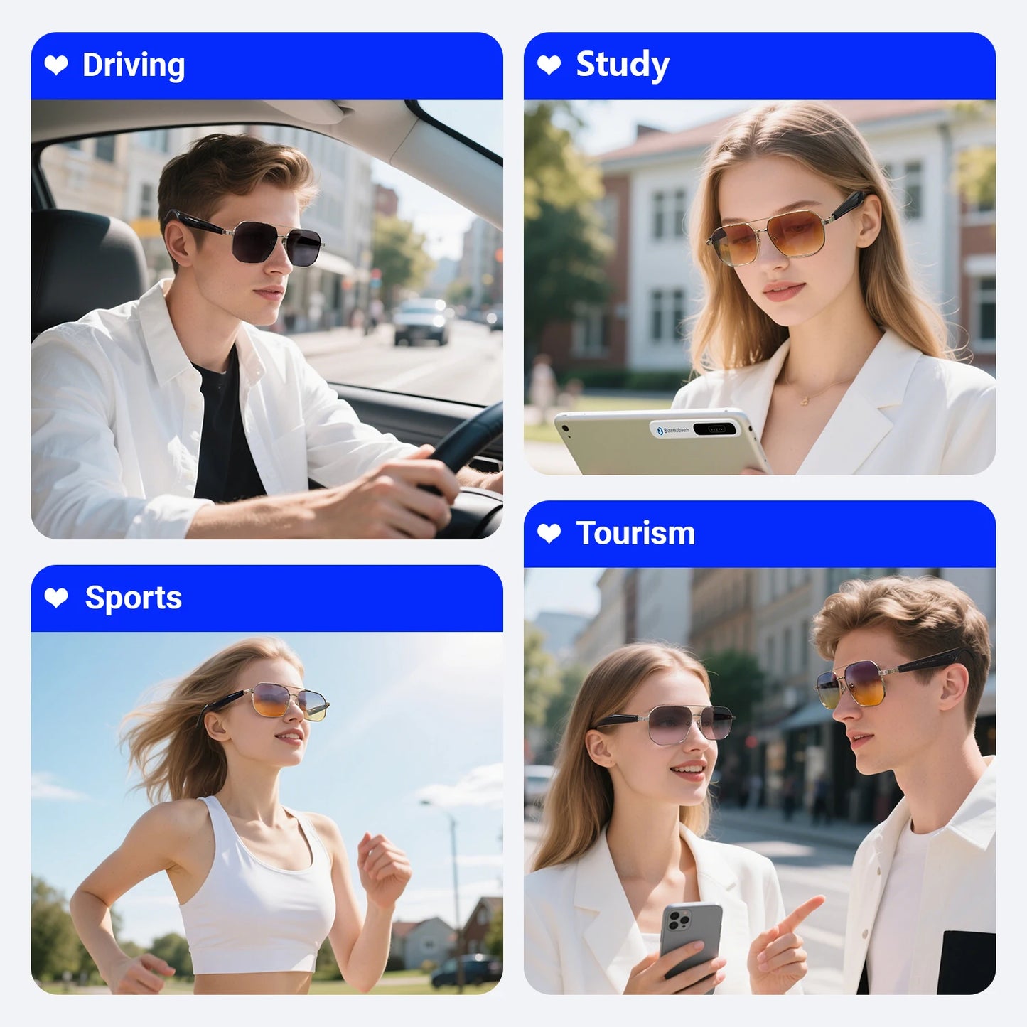 LIGE Smart Sunglasses 2025 – Bluetooth Call, AI Translation, UV400, for Women & Men