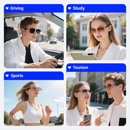 LIGE Smart Sunglasses 2025 – Bluetooth Call, AI Translation, UV400, for Women & Men