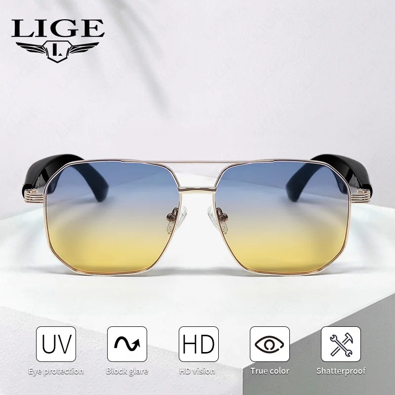 LIGE Smart Sunglasses 2025 – Bluetooth Call, AI Translation, UV400, for Women & Men