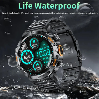 LIGE Militär Outdoor Smartwatch Herren 2024 – AMOLED HD, Bluetooth-Anrufe, Fitness & Sport, IP68 Wasserdicht | Taggytech