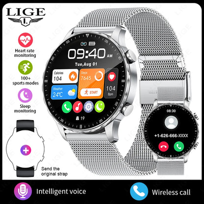 LIGE Smartwatch for Men – Bluetooth Call, Fitness &amp; Sports Tracker, IP68 Waterproof