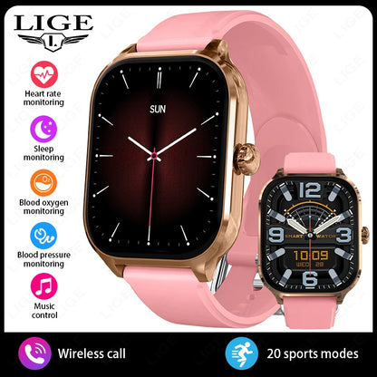 LIGE 2025 Luxus-Smartwatch für Damen – Bluetooth-Anruf, Fitness & Herzfrequenzmesser, 2,01" Ultra-HD Display, 20 Sportmodi | Taggytech