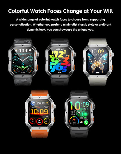 LIGE 2025 Outdoor Smartwatch Herren – 2,01" HD Display, 1000mAh Akku, 3ATM Wasserdicht, Sport & Fitness | Taggytech