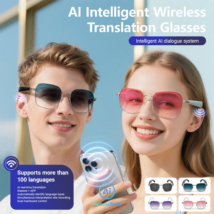 LIGE BWGY300 Smart Glasses 2025 – Women's Bluetooth Sunglasses, AI Translation, UV400, Music &amp; Calls