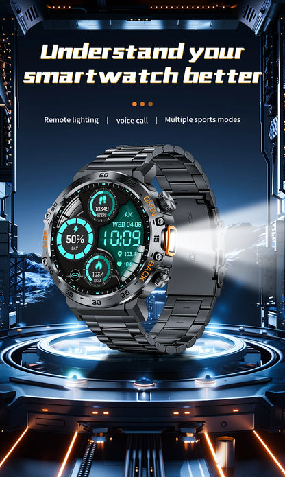 LIGE Militär Outdoor Smartwatch Herren 2024 – AMOLED HD, Bluetooth-Anrufe, Fitness & Sport, IP68 Wasserdicht | Taggytech