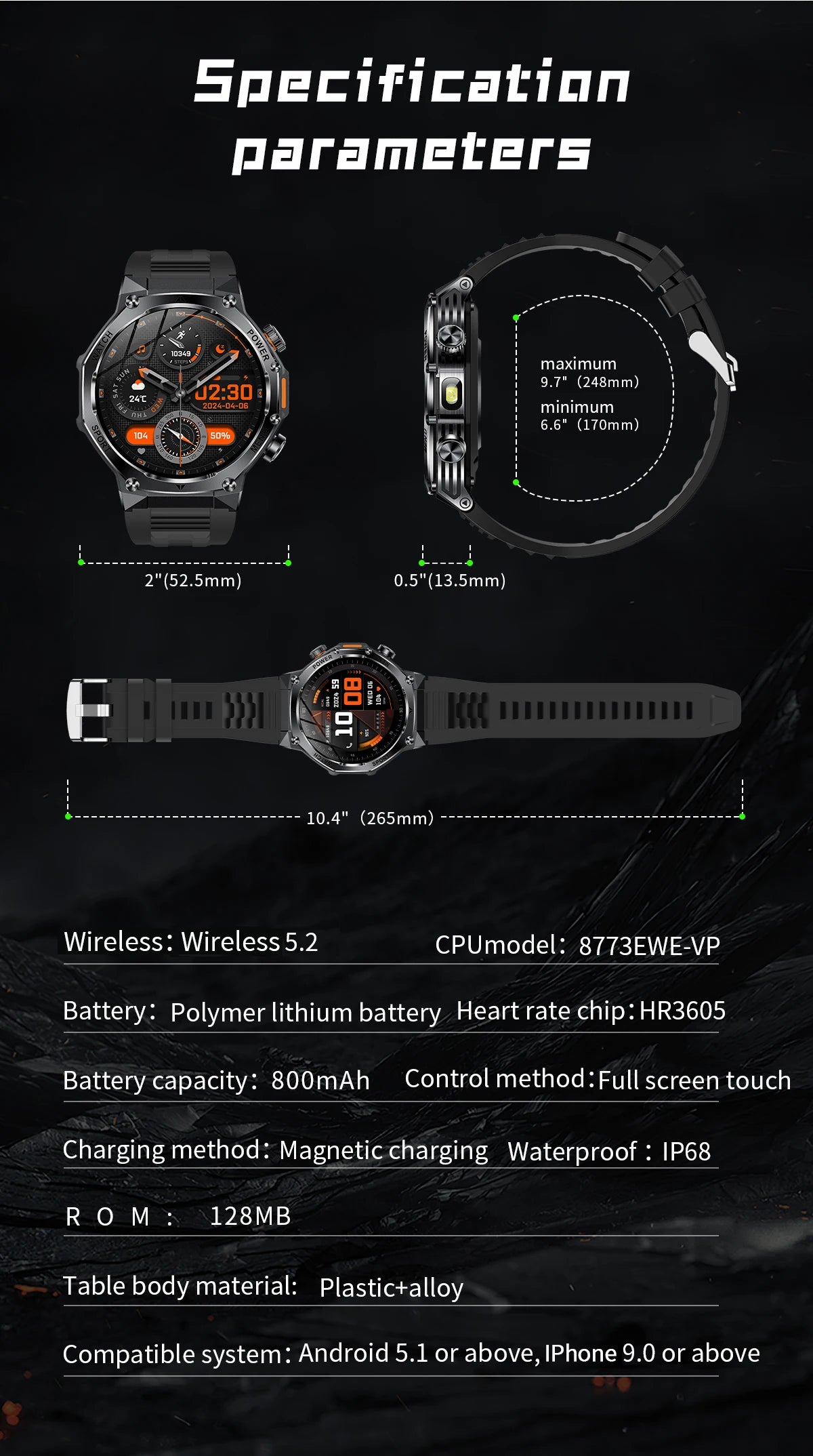 LIGE Smartwatch Herren 2025 – Militär Outdoor, 1,8" HD AMOLED, 800 mAh Batterie, Herzfrequenz & Bluetooth-Anruf, Sport-Smartwatch für Android & iOS