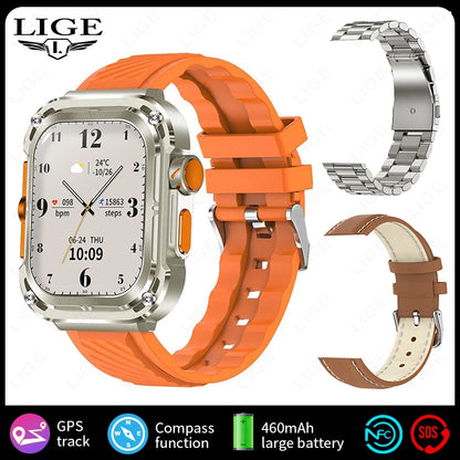 LIGE 2024 GPS Tracker Outdoor Smartwatch Men – 2.1" Ultra-HD AMOLED, 460 mAh, NFC &amp; Compass, Sport &amp; Fitness
