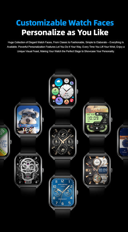 LIGE Smartwatch 2025 – 1,96" AMOLED HD, Bluetooth-Anruf, Fitness & Gesundheit für Herren & Damen | Taggytech