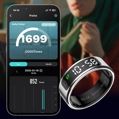 خاتم لينوفو R12 NFC الذكي - مدير الصحة، التحكم باللمس، مقاوم للماء حتى عمق 5 أمتار