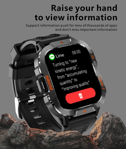 LIGE Militärische Smartwatch 2025 – Wasserdicht, Outdoor Sport Tracker, LED-Taschenlampe, Bluetooth-Anruf | Taggytech