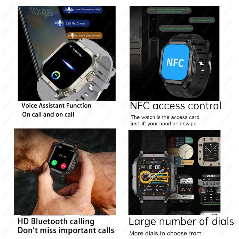 ساعة ذكية متعددة الوظائف NFC GPS مع هاتف بلوتوث ومساعد صوتي