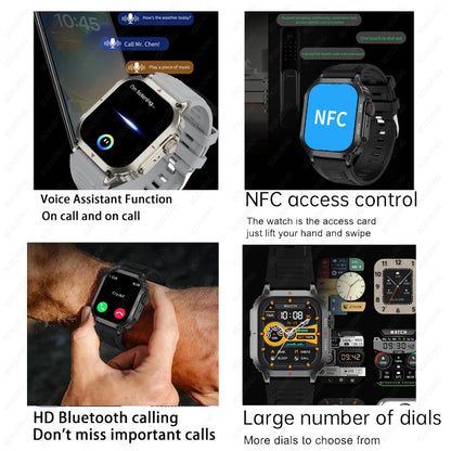 ساعة ذكية متعددة الوظائف NFC GPS مع هاتف بلوتوث ومساعد صوتي