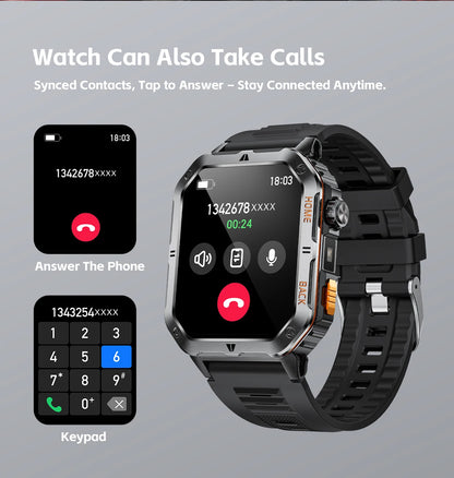 LIGE 2025 Outdoor Smartwatch Herren – 2,01" HD Display, 1000mAh Akku, 3ATM Wasserdicht, Sport & Fitness | Taggytech