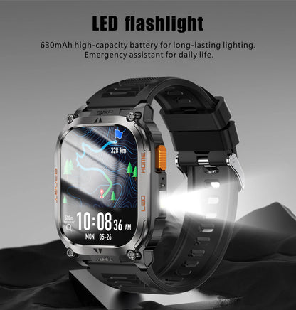 LIGE 2025 Smartwatch Men – 2.01" HD AMOLED, GPS, IP68 Waterproof, Outdoor Sports, LED Flashlight, Bluetooth Calls