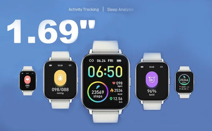 Jxrev Smartwatch 1,69" Touchscreen – Fitness- & Aktivitätstracker für Damen & Herren, Herzfrequenz & Schlafmonitor