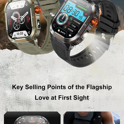 LIGE 2025 Professionelle Sport Smartwatch Herren – Outdoor Wasserdicht, LED-Taschenlampe, Bluetooth Anruf, 2,01" HD Display | Taggytech