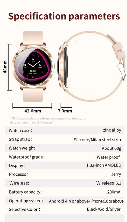 LIGE BWV93 Women's Smartwatch 2025 – Ultra-thin, 1.32" AMOLED HD, Fitness &amp; Health, Bluetooth Call, Luxury Smartwatch