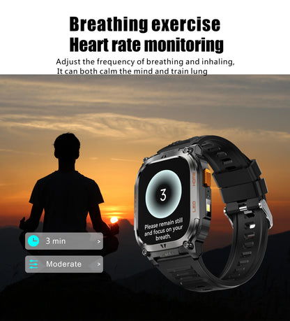 LIGE 2025 Smartwatch Men – 2.01" HD AMOLED, GPS, IP68 Waterproof, Outdoor Sports, LED Flashlight, Bluetooth Calls