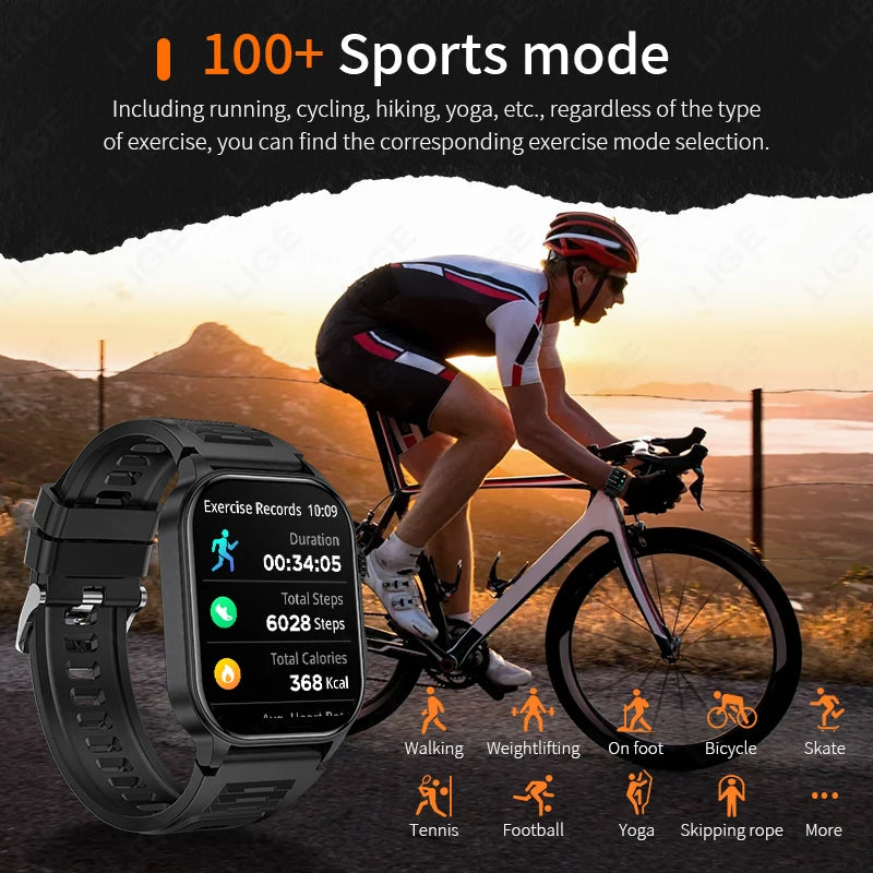 LIGE 2024 Smartwatch Männer & Frauen – 2,01" HD Display, AI Sprachassistent, LED-Taschenlampe, Bluetooth-Anrufe, Fitness & Gesundheitsuhr | Taggytech