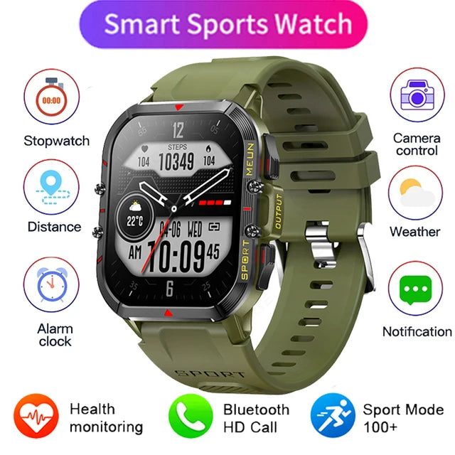 LIGE 2024 Outdoor Smartwatch for Men – Bluetooth Call, Compass, Fitness & Health Monitor, IP68 Waterproof, 1.52" IPS Display