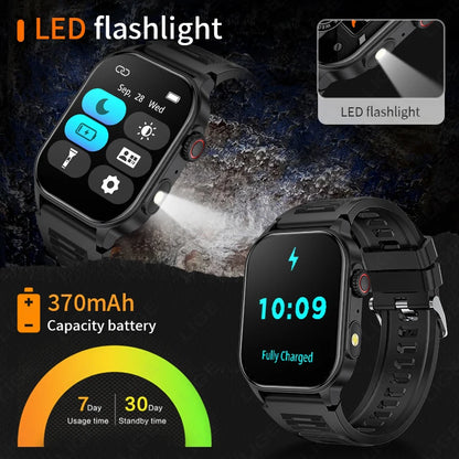 LIGE 2024 Smartwatch Männer & Frauen – 2,01" HD Display, AI Sprachassistent, LED-Taschenlampe, Bluetooth-Anrufe, Fitness & Gesundheitsuhr | Taggytech