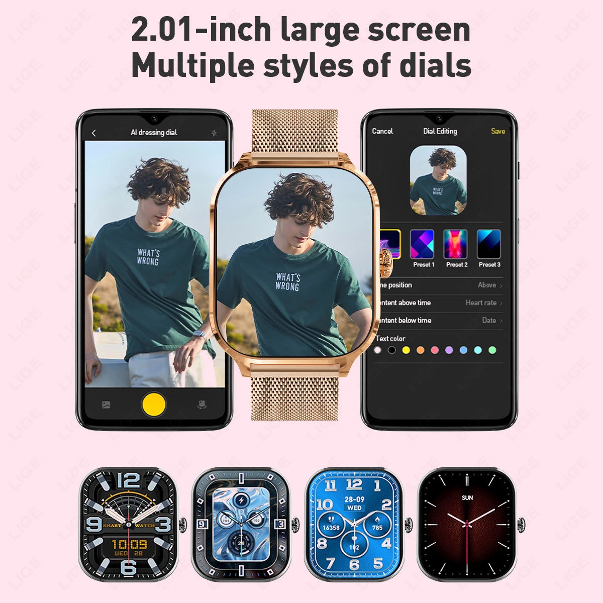 LIGE 2025 Luxus-Smartwatch für Damen – Bluetooth-Anruf, Fitness & Herzfrequenzmesser, 2,01" Ultra-HD Display, 20 Sportmodi | Taggytech