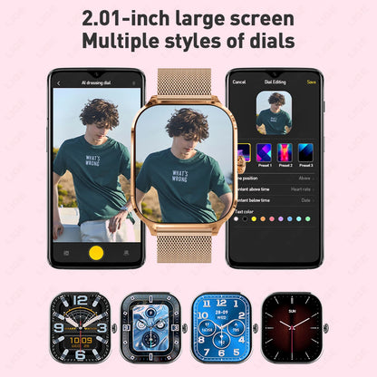 LIGE 2025 Luxus-Smartwatch für Damen – Bluetooth-Anruf, Fitness & Herzfrequenzmesser, 2,01" Ultra-HD Display, 20 Sportmodi | Taggytech