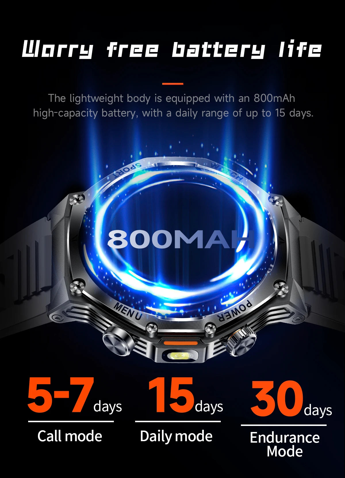 LIGE Smartwatch Herren 2025 – Militär Outdoor, 1,8" HD AMOLED, 800 mAh Batterie, Herzfrequenz & Bluetooth-Anruf, Sport-Smartwatch für Android & iOS