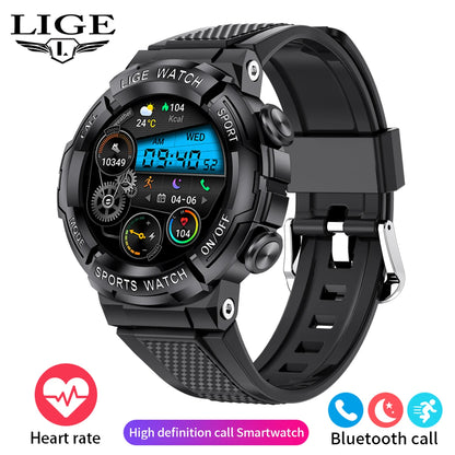 LIGE 2024 Outdoor Smartwatch for Men – Bluetooth Call, Compass, Fitness & Health Monitor, IP68 Waterproof, 1.52" IPS Display