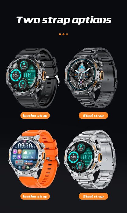 LIGE Militär Outdoor Smartwatch Herren 2024 – AMOLED HD, Bluetooth-Anrufe, Fitness & Sport, IP68 Wasserdicht | Taggytech