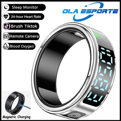 Smart Ring 2025 – LED display, heart rate &amp; fitness tracking, IP68 waterproof