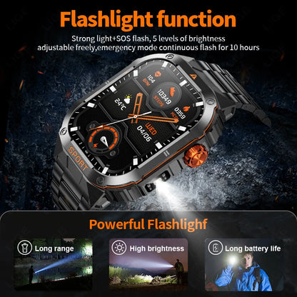 LIGE 2025 Professionelle Sport Smartwatch Herren – Outdoor Wasserdicht, LED-Taschenlampe, Bluetooth Anruf, 2,01" HD Display | Taggytech