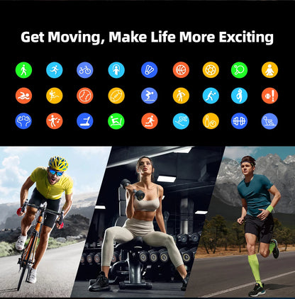 LIGE Smartwatch 2025 – 1,96" AMOLED HD, Bluetooth-Anruf, Fitness & Gesundheit für Herren & Damen | Taggytech