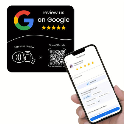 Google Review NFC Card – NTAG215 Chip, Programmable & QR Code | Taggytech